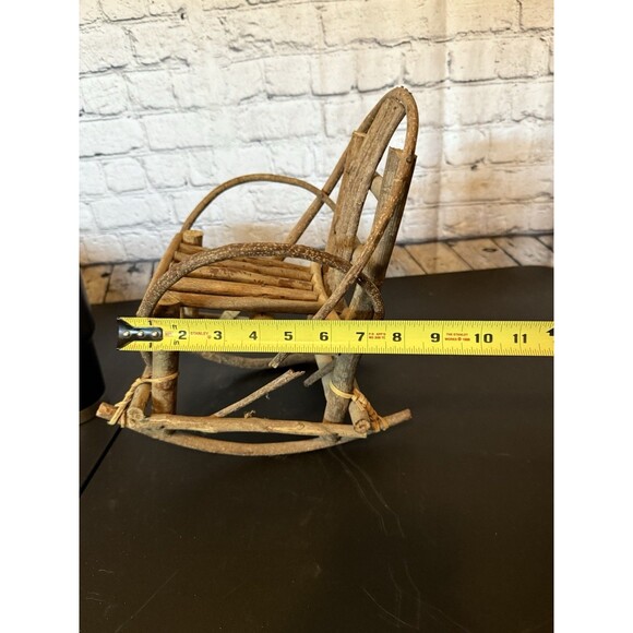 Rustic Bent Wood Twig Dollhouse Rocking Chair Primitive Folk Art Furniture - Picture 9 of 10
